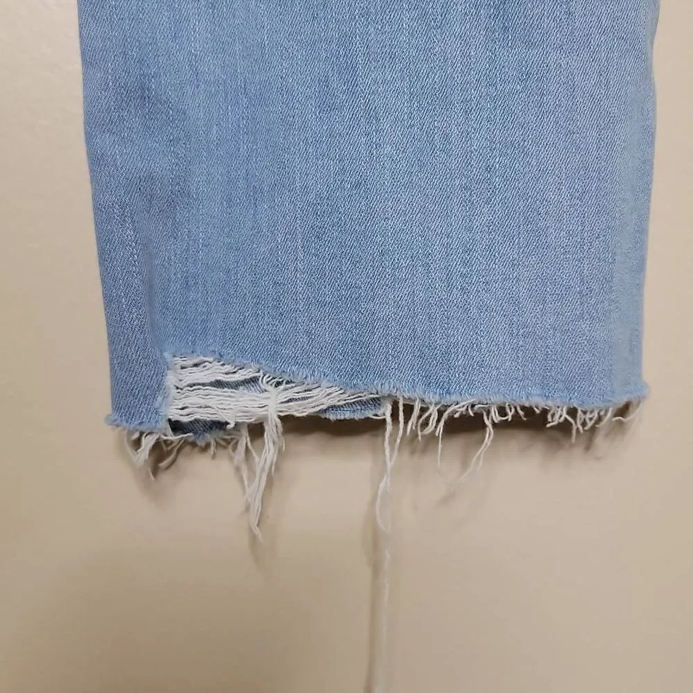 LOFT The Kick Crop Light Wash Frayed Hem Denim Jeans 12 - Picture 7 of 12